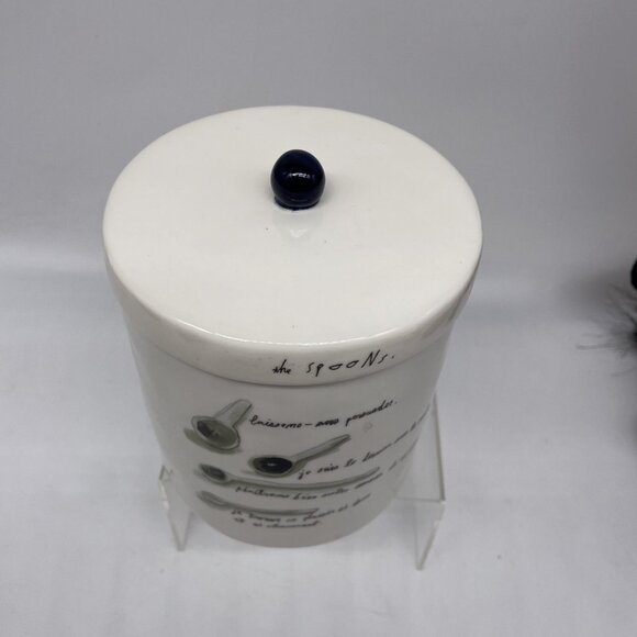 HTF Rae Dunn Magenta French Sketchbook Spoons Ceramic Canister Lid EUC Rare - Picture 2 of 7